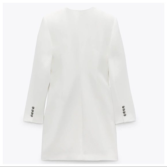 Zara White Draped Blazer Mini Dress with V-neckline. Size XS. Worn once - Picture 7 of 14